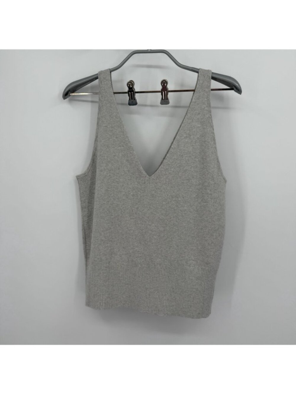 Kilte Collection Rei Tank in Heather Grey Cotton-Cashmere size 2/M V-Neck Top - Picture 4 of 5